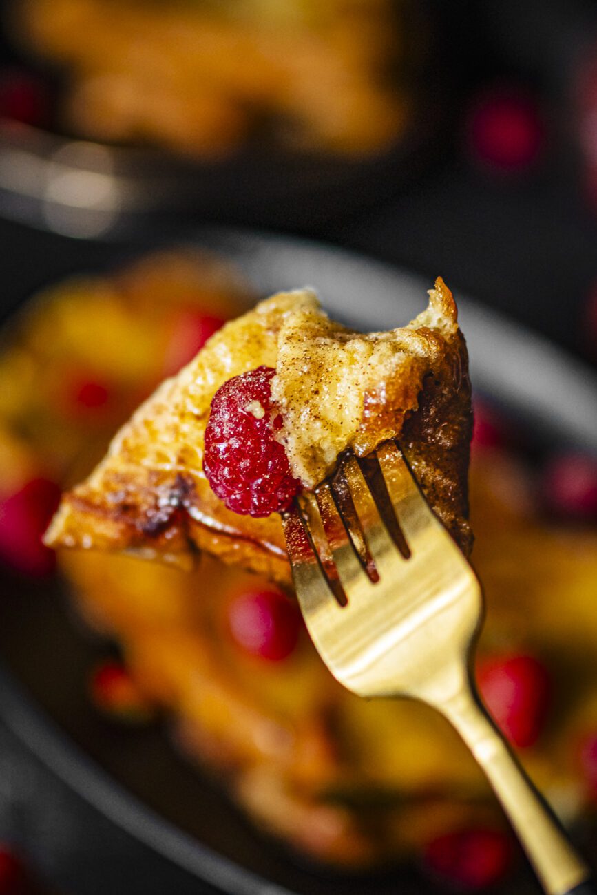 easy eggy bread served with strawberries, raspberries and maple syrup