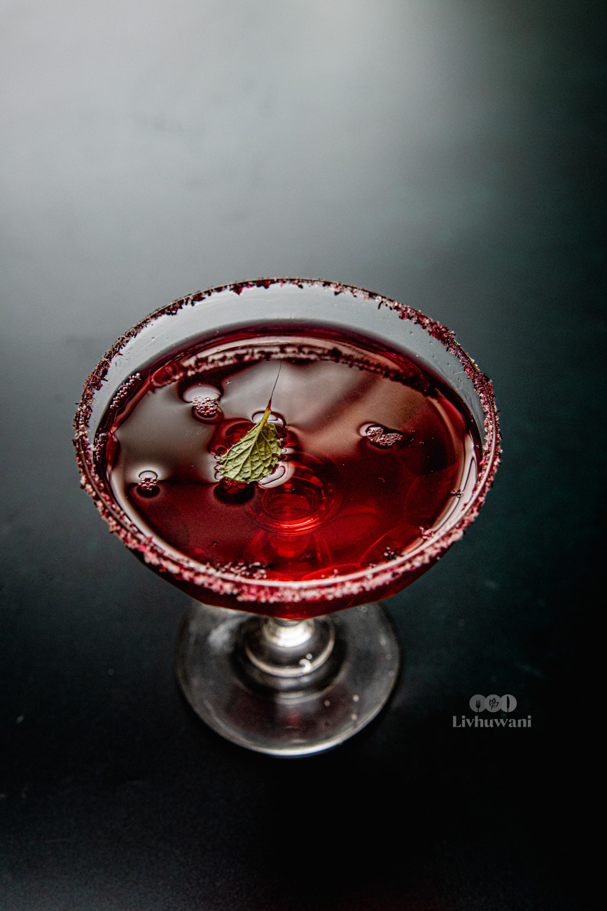 Hibiscus drink tea made with African ingredients styled for food photography project.